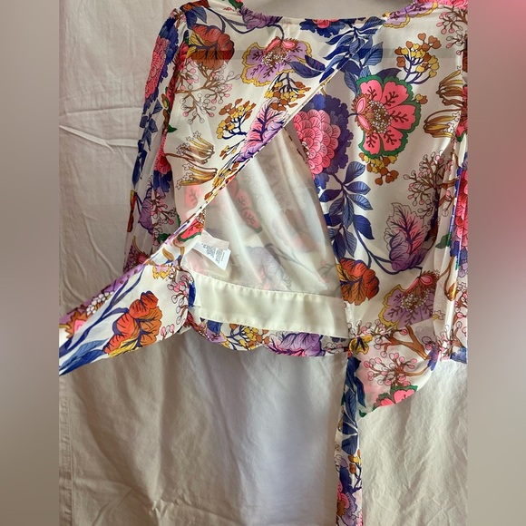 Express Multicolor Floral Wrap Blouse EUC - Picture 6 of 7